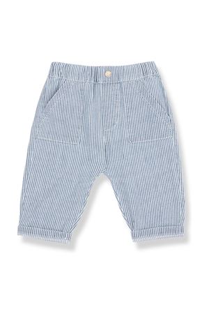 Pantalone in cotone a righe bianco e blu 1+IN THE FAMILY KIDS | SINEUDENIM